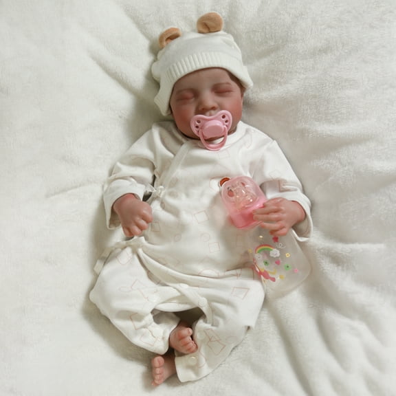 18 inch Lifelike Reborn Girl Doll Soft Vinyl Realistic Newborn Sleeping Girl Cloth Body Gift
