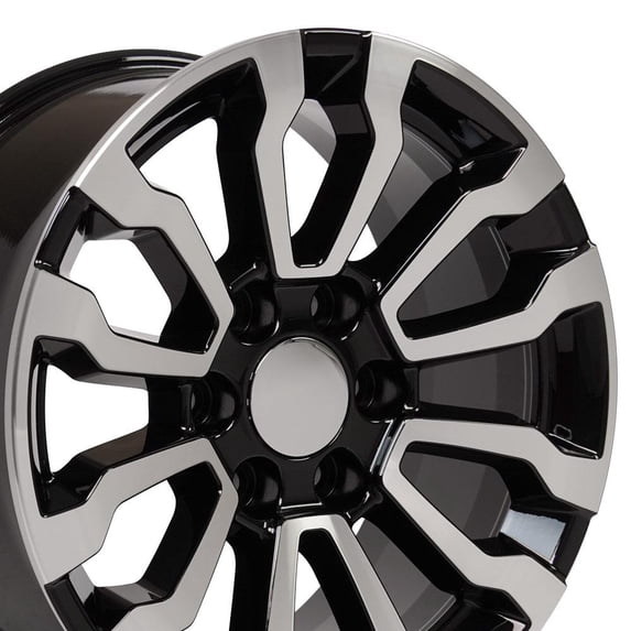 OE Wheels CV35 18 Inch Rims Fit Sierra 1500 AT4 Style 6x139.7 18x8.5 Gloss Black Machined - Hollander 5909 (Set of 4)