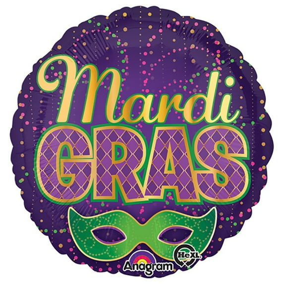 18 inch Mardi Gras Confetti Foil Mylar Balloon - Party Supplies Decorations