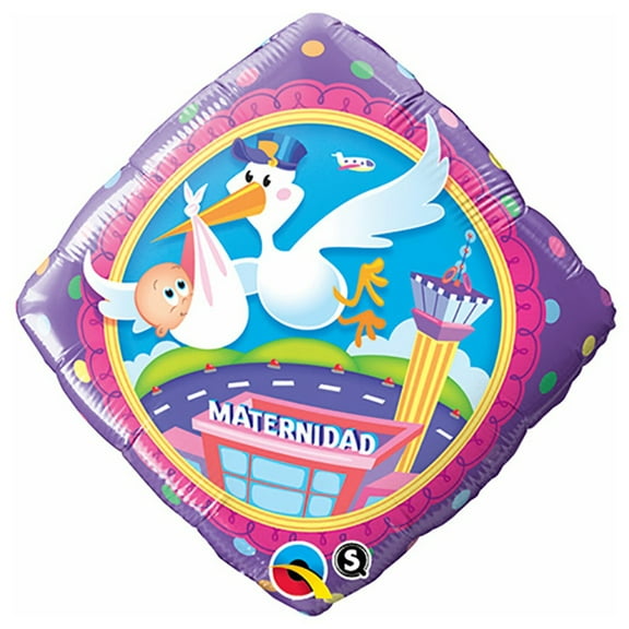 18 inch Maternidad Stork Delivery Qualatex Foil Mylar Balloon - Party Supplies Decorations