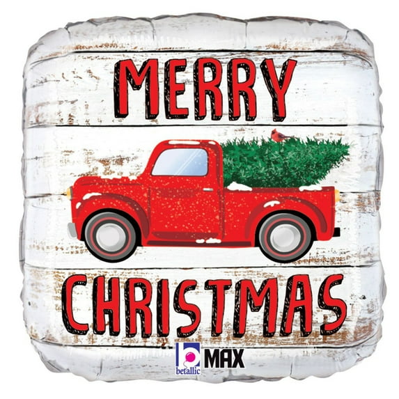 18 inch Merry Christmas Truck Foil Mylar Balloon - Party Supplies Decorations