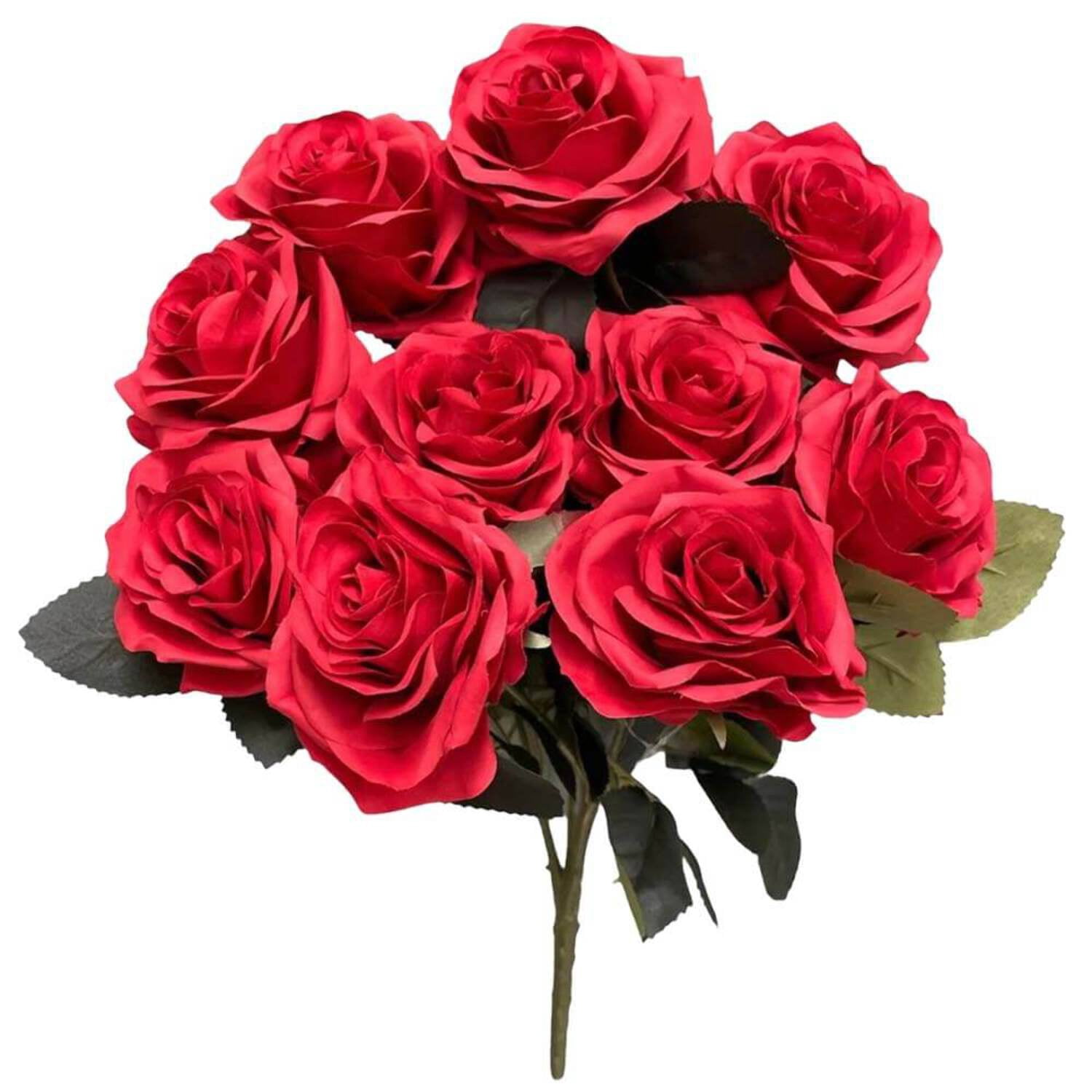 18 inch Open Rose Bush - Red Silk Flowers - Party Supplies Decorations ...