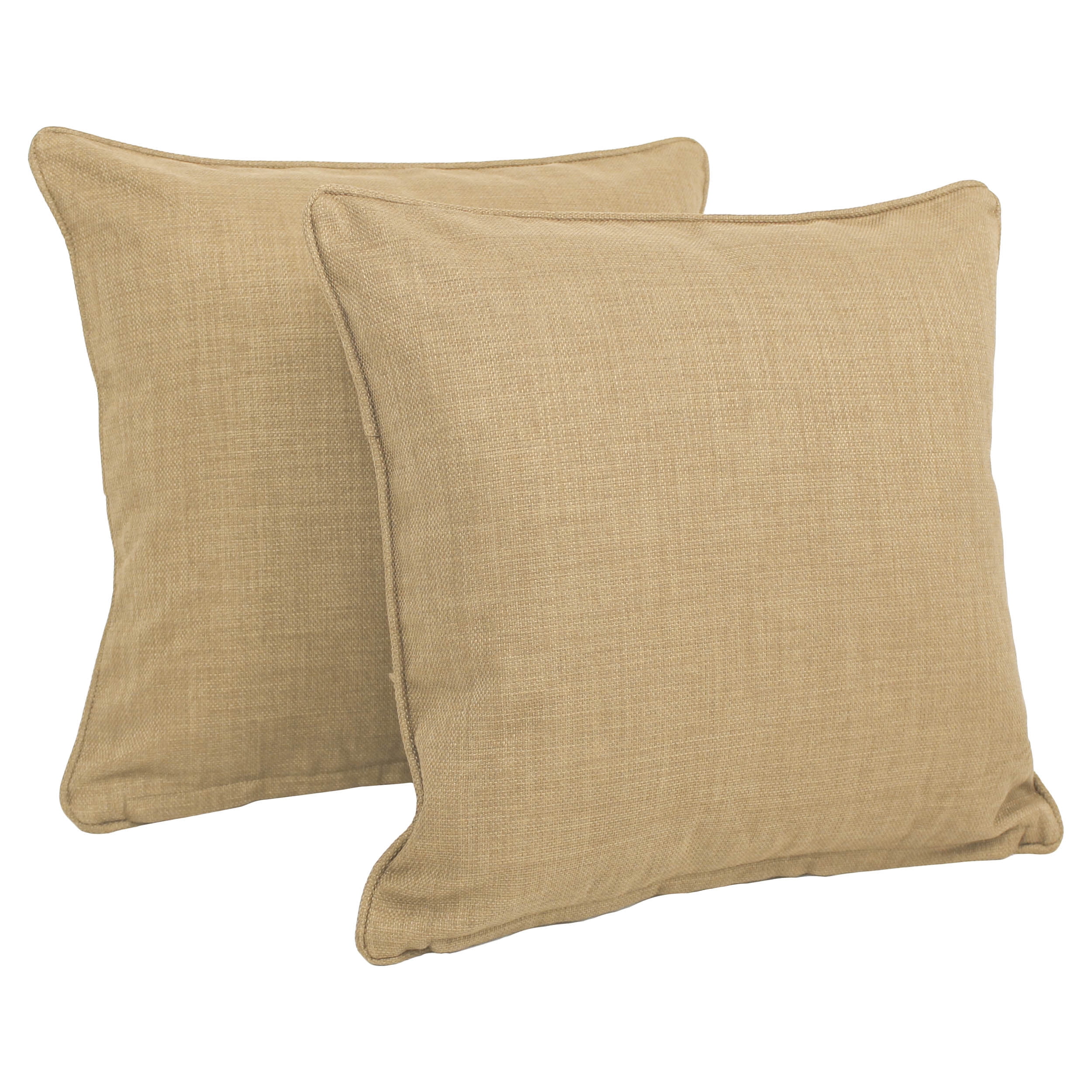 16-inch Beige Cotton Twill Square Outdoor Throw Pillows (Set of 2)
