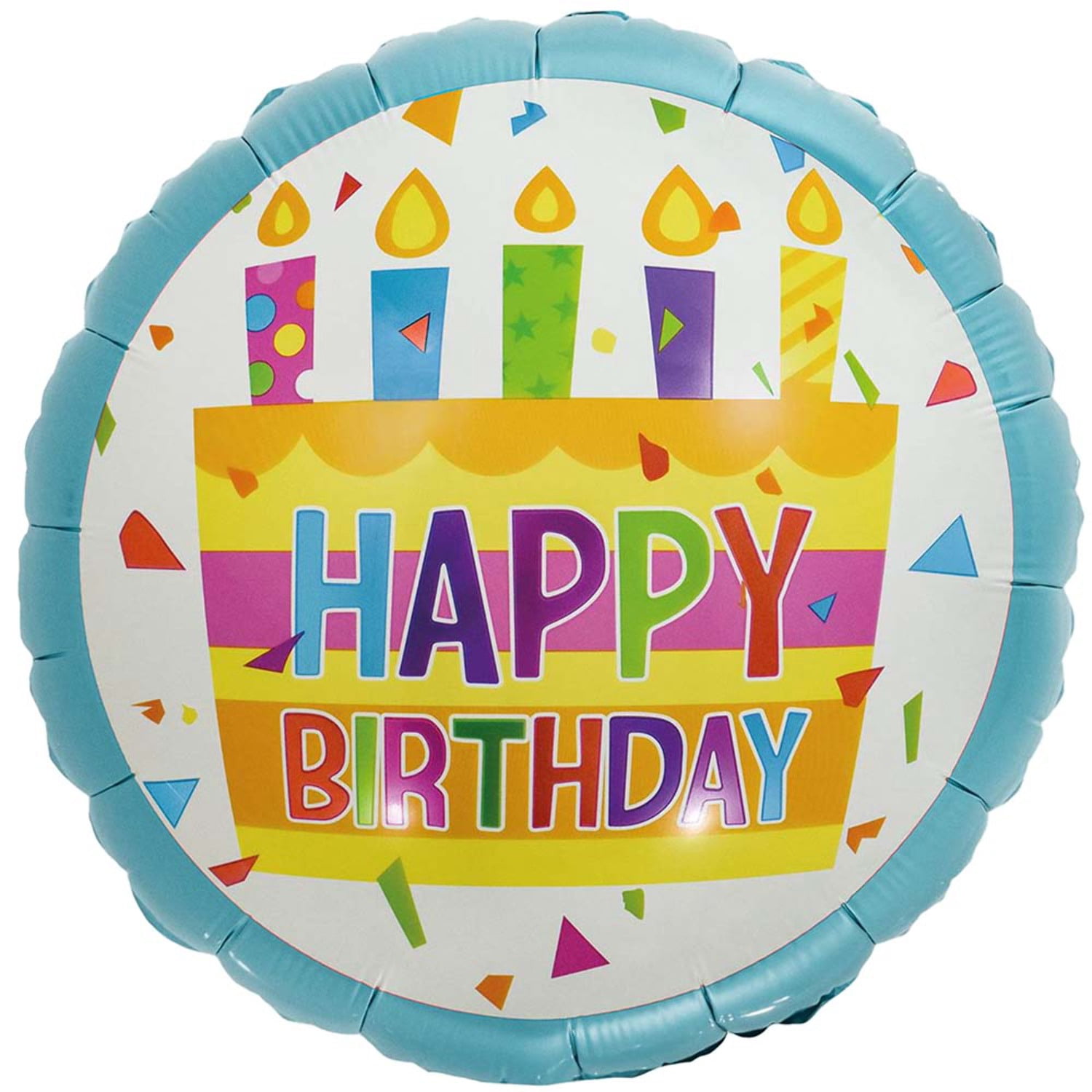18 inch Party Brands Happy Birthday Cake - Blue Foil Mylar Balloon ...