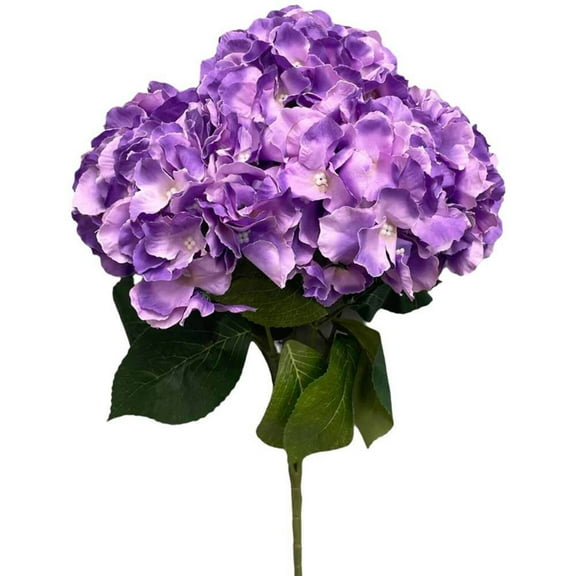 18 inch Party Brands Silk Pongee Hydrangea Bush - Purple (1 Bouquet) - Party Supplies Decoration