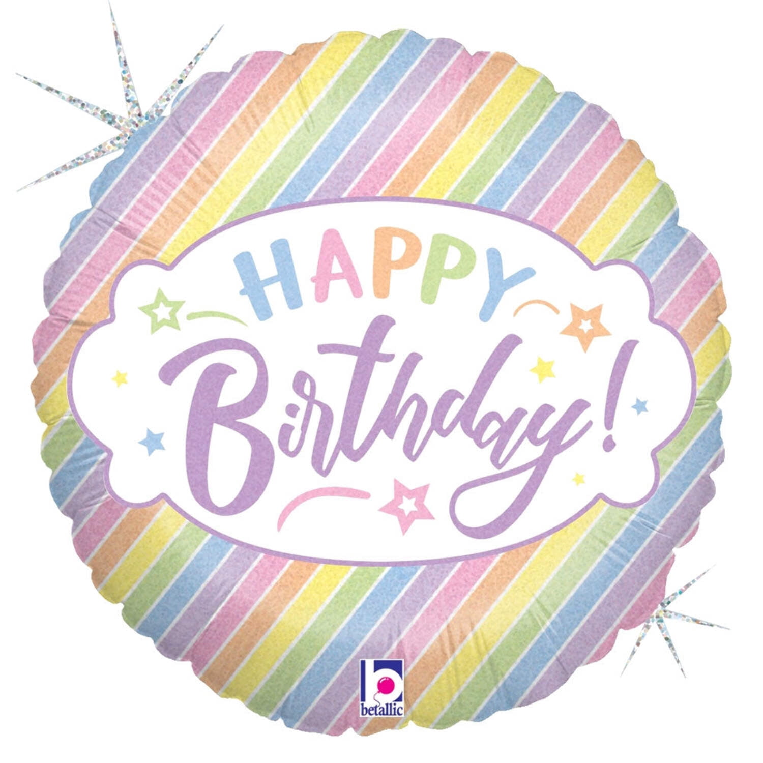 18 inch Pastel Birthday Betallic Foil Mylar Balloon - Party Supplies ...