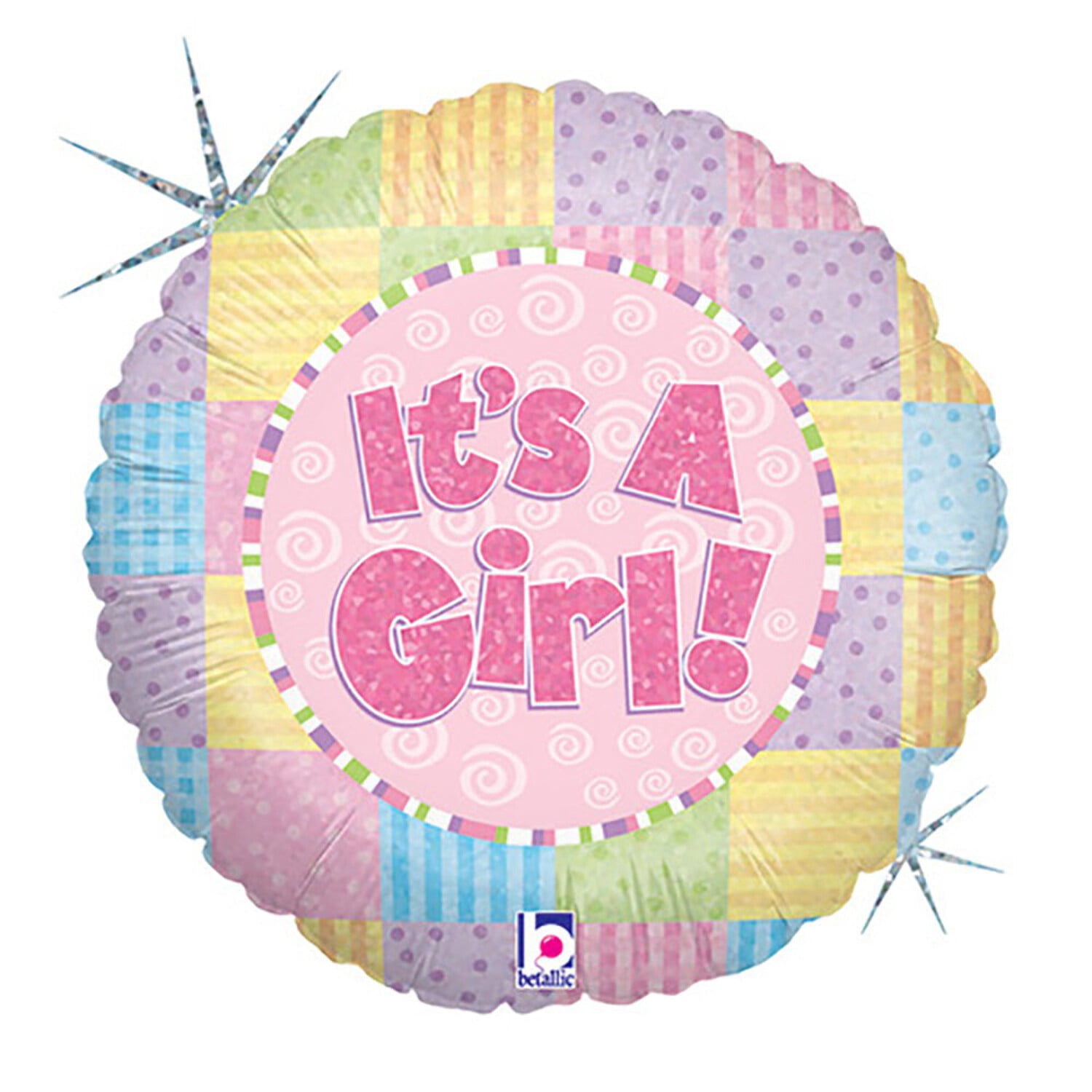18 inch Patchwork Baby Girl Foil Mylar Balloon - Party Supplies ...