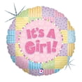 thumbnail image 1 of 18 inch Patchwork Baby Girl Foil Mylar Balloon - Party Supplies Decorations, 1 of 1