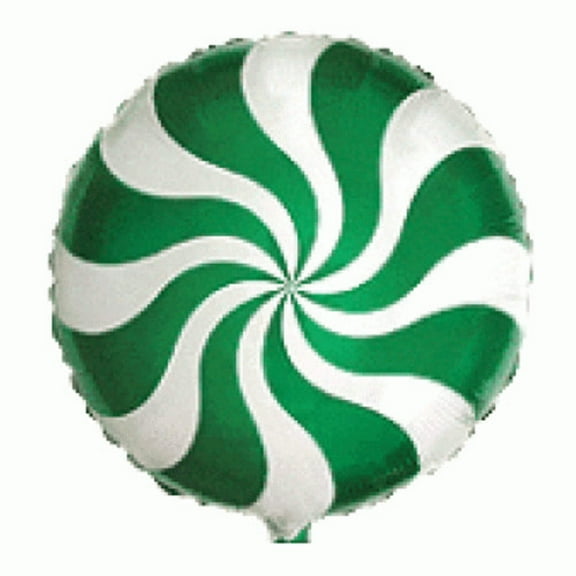 18 inch Peppermint Candy - Green Foil Mylar Balloon - Party Supplies Decorations