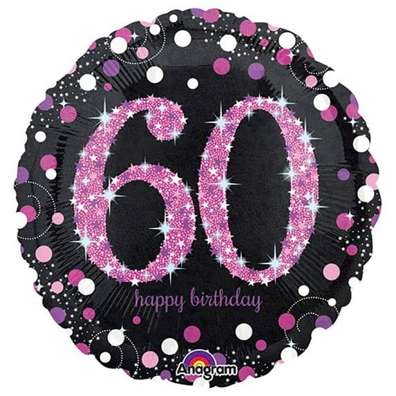 18 inch Pink Celebration 60 Anagram Foil Mylar Balloon - Party Supplies Decorations