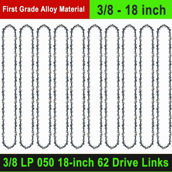 18-inch Pro Grade Chain Saw 62 Drive Links 3/8"LP Pitch Rounded Cutter Head Alloy Construction for Tough Jobs Electric Chainsaw