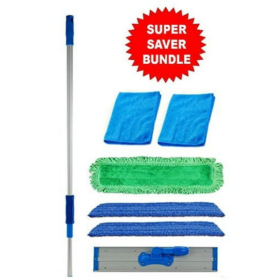 18 inch Professional Commercial Microfiber Mop With Three 18 inch Premium Microfiber Mop Pads and 2 Bonus Microfiber Towels