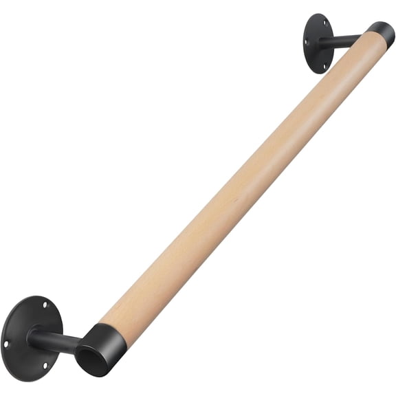 18 inch Real Wood Grab Bar Hand Rails for Indoor Stairs- Wall Mounted Wooden Staircase Handrails, Interior Stair Railings, Exterior Steps Banister Hand Railing, Safety Handle for Elderly