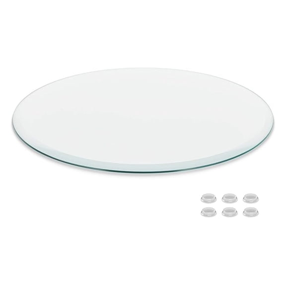 18 inch Round Glass Table Top - Clear Tempered Glass Surface Protector - Safe Beveled Edge - Coffee, Dining and End Table