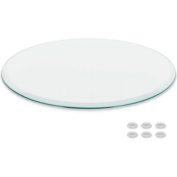 18 inch Round Glass Table Top - Clear Tempered Glass Surface Protector - Safe Beveled Edge - Coffee, Dining and End Table