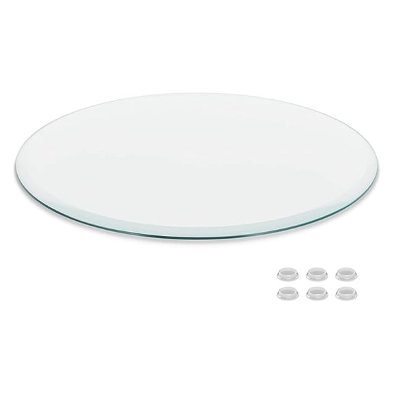 18 inch Round Glass Table Top - Clear Tempered Glass Surface Protector - Safe Beveled Edge - Coffee, Dining and End Table
