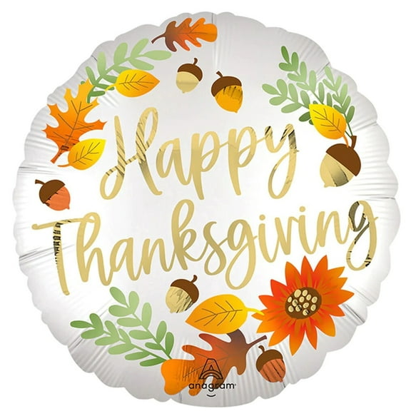18 inch Satin Happy Thanksgiving Anagram Foil Mylar Balloon - Party Supplies Decorations
