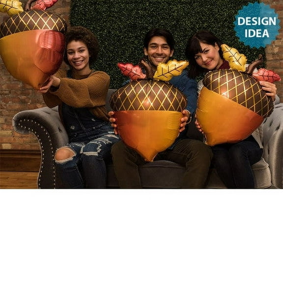 18 inch Satin Infused Fall Acorn Anagram Foil Mylar Balloon - Party Supplies Decorations