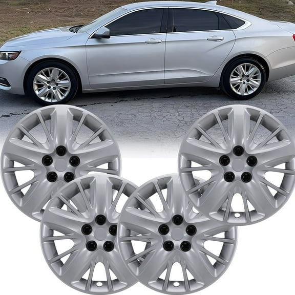 18 inch Set of 4 Wheel Covers Hubcaps Fits for Chevy Impala 2014-2020,Only Fit Iron Hub-Steel Wheel,Bolt-on Installation,Silver Lacquer
