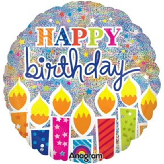 18 inch Shimmer Birthday Candles Anagram Foil Mylar Balloon - Party Supplies Decorations