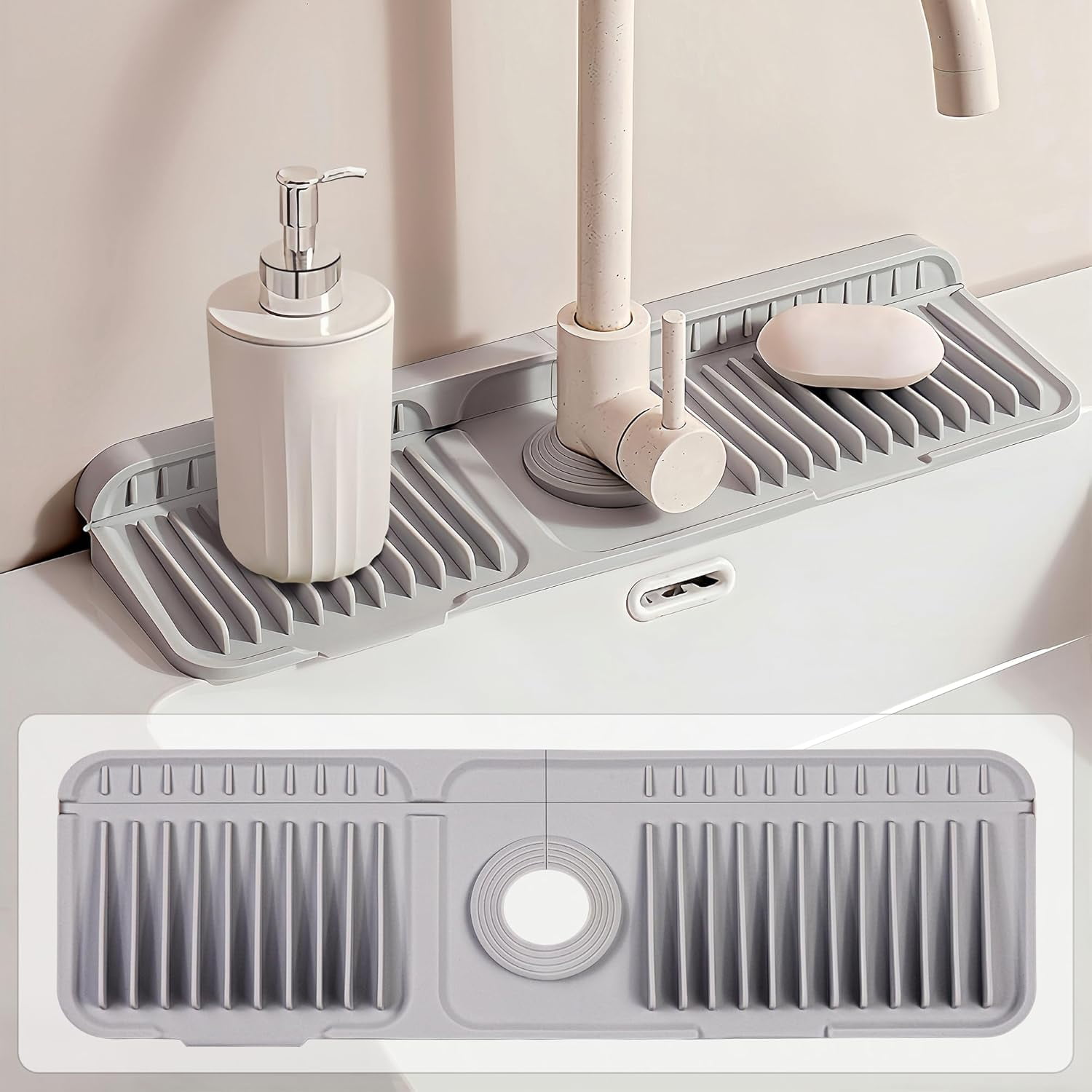 2-Pack Silicone Sink Splash Guards - 14.6 Inch Foldable Faucet Mats For Kitchen & Bathroom Counter Protection