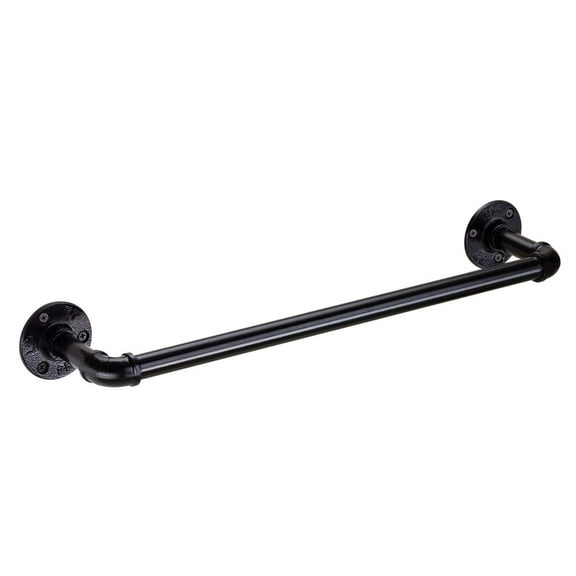 18 inch Single Towel Bar for Bathroom Industrial Pipe Towel Holder Wall Mount with Screws Towel Bar Rod Hotel Style Decor, Black