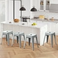 thumbnail image 1 of 18 inch Space-Saving & Stackable Design Metal Bar Stools Set of 4, Backless Style Stools for Indoor Outdoor Barstools for School Classroom Kitchen(Grey), 1 of 10
