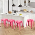 thumbnail image 1 of 18 inch Space-Saving & Stackable Design Metal Bar Stools Set of 4, Backless Style Stools for Indoor Outdoor Barstools for School Classroom Kitchen(Rose Red), 1 of 10