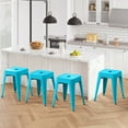 thumbnail image 1 of 18 inch Space-Saving & Stackable Design Metal Bar Stools Set of 4, Backless Style Stools for Indoor Outdoor Barstools for School Classroom Kitchen(Sky Blue), 1 of 10