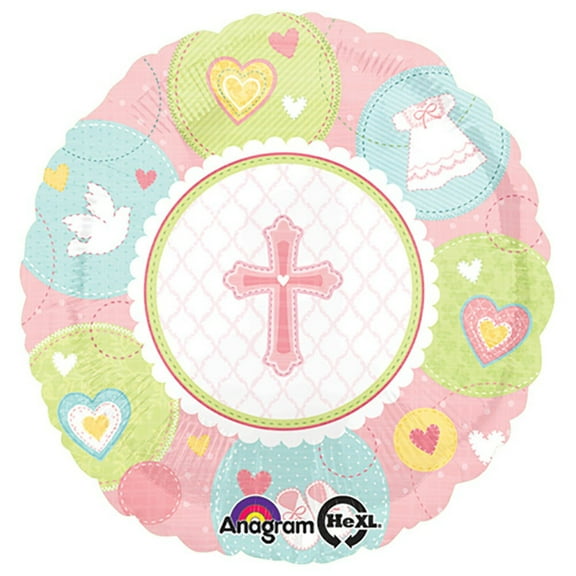 18 inch Sweet Christening Girl Anagram Foil Mylar Balloon - Party Supplies Decorations