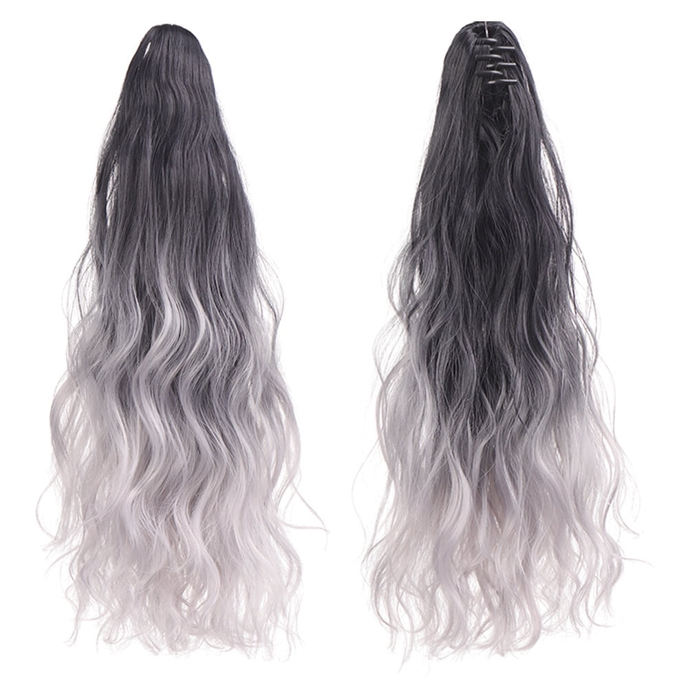 18-inch Synthetic ponytail hair extension wig gradient  water ripple claw clip in long curly wavy ponytail hairpiece for women
