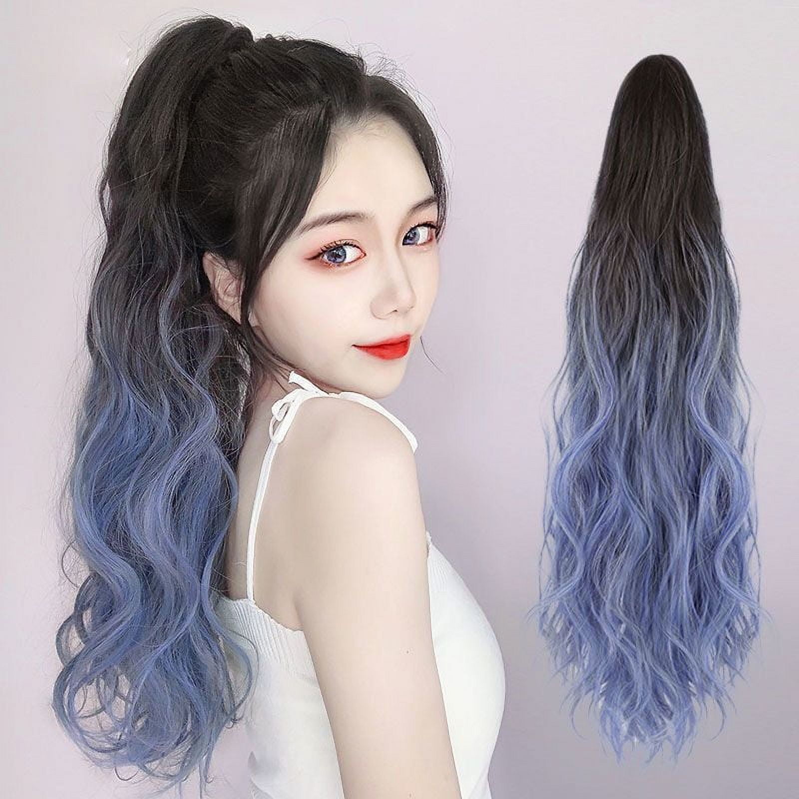 18-inch Synthetic ponytail hair extension wig gradient  water ripple claw clip in long curly wavy ponytail hairpiece for women