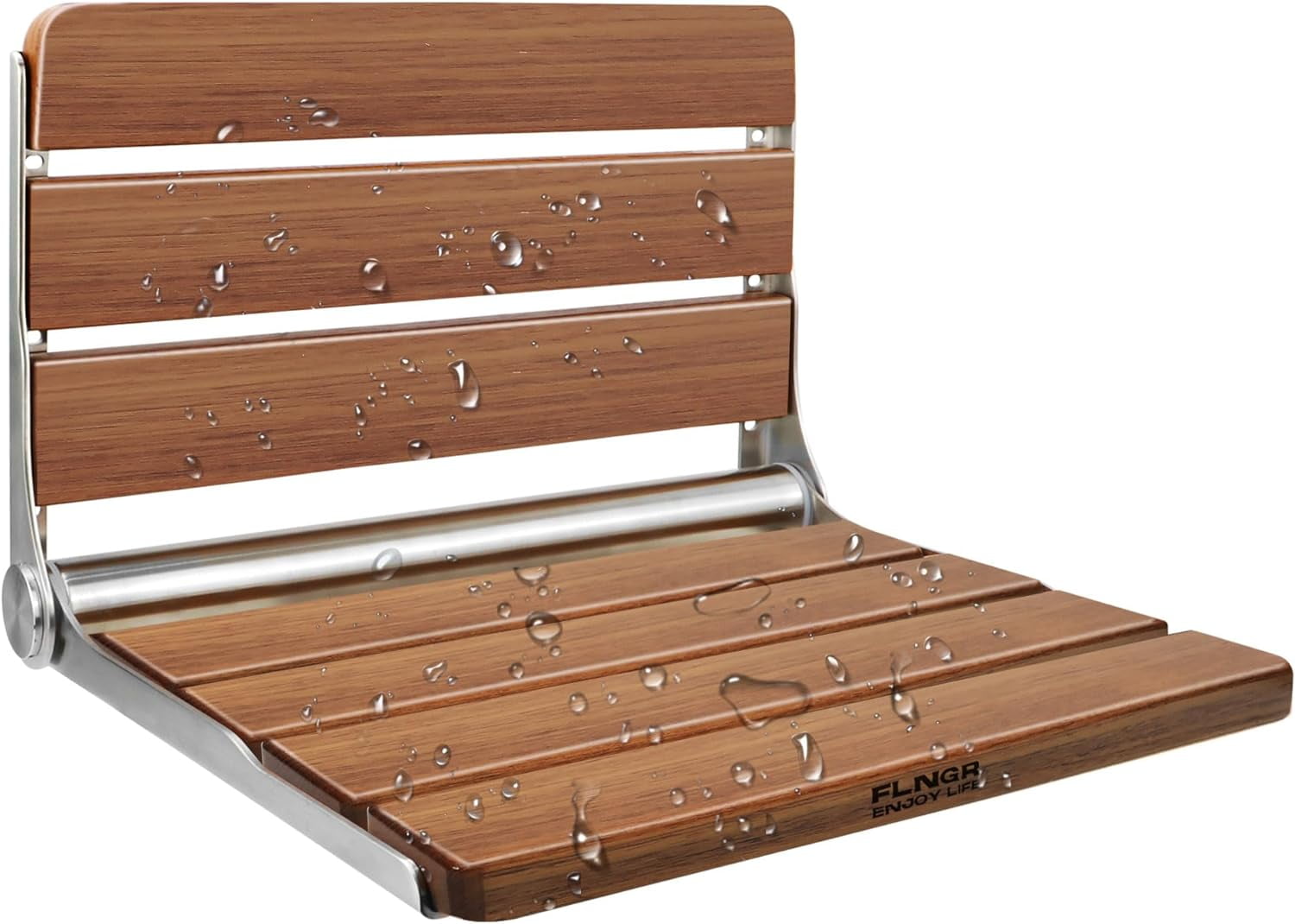 18 inch Teak Folding Shower Seat Wall Mounted, Foldable Shower Bench ...