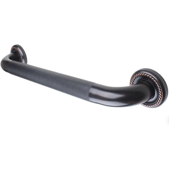 18-inch Textured Grab Bar for Bathtub and Shower, Oil Rubbed Finish, 1.5-Inch Diameter, Bathroom Toilet Saftey Hand Rail, Wall-Mounted, Great for Towel Holder/Stair Handrail