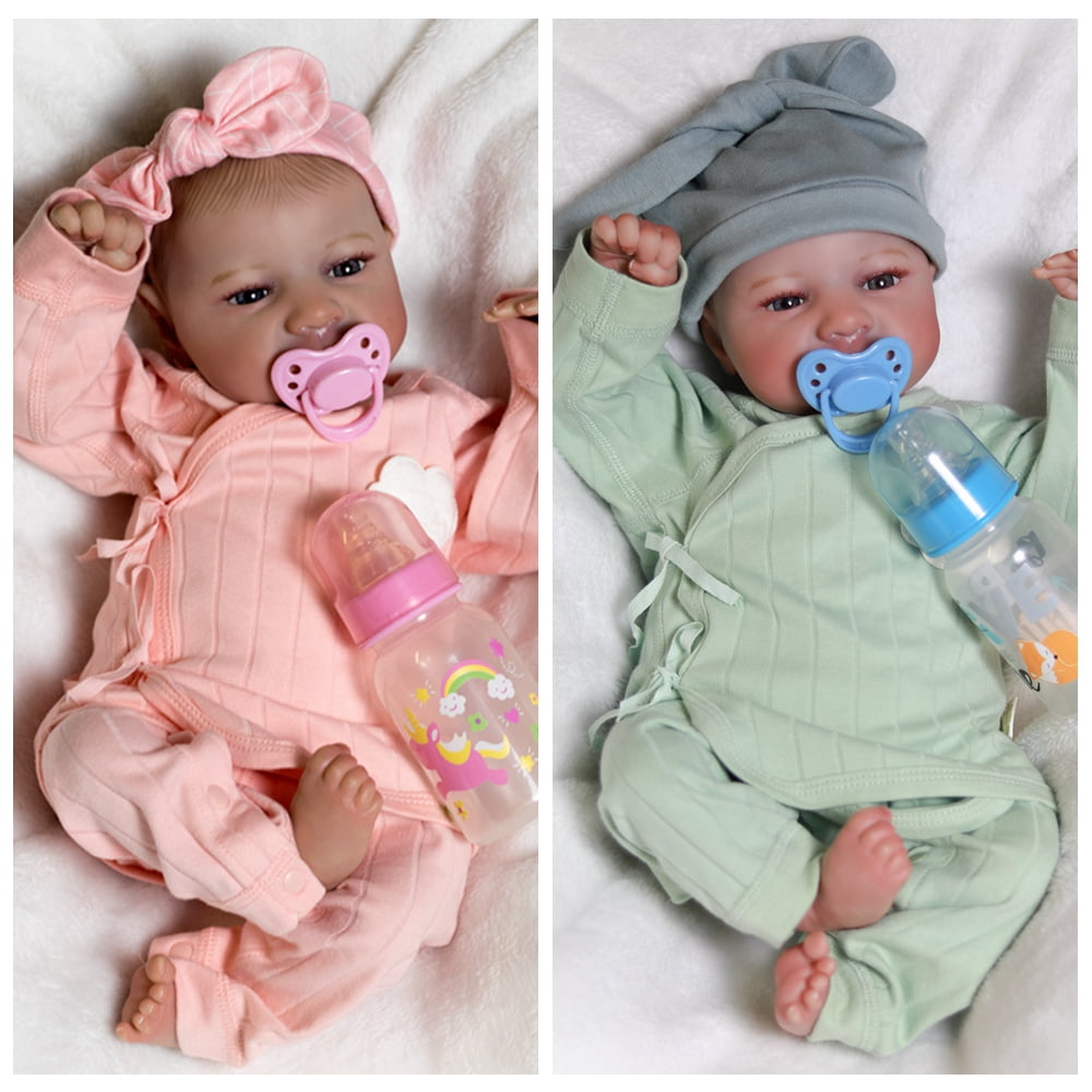 18 inch Twins Reborn Baby Dolls Handmade Real Life LIke Newborn Girl ...