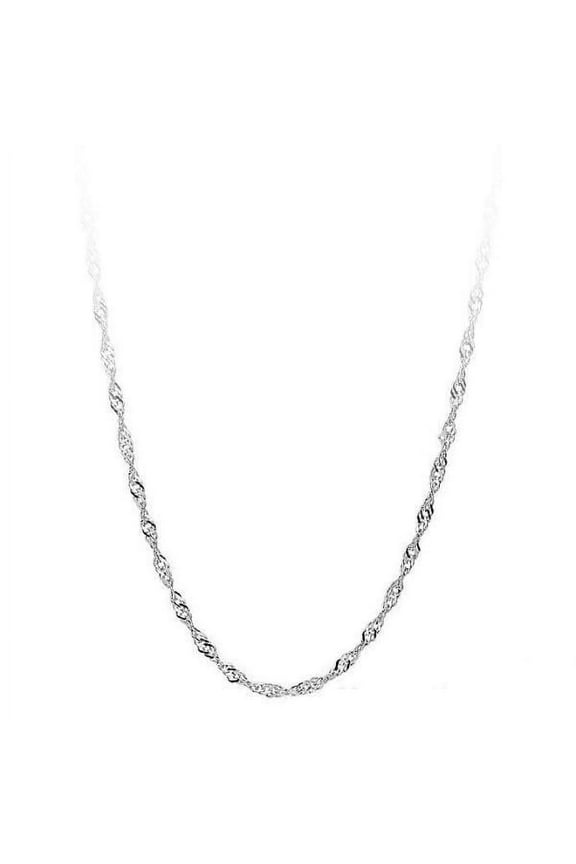 18 inch White Gold Plated Singapore Chain 1.5mm Adjustable to 20 Inch Necklace for Women Everyday Wear