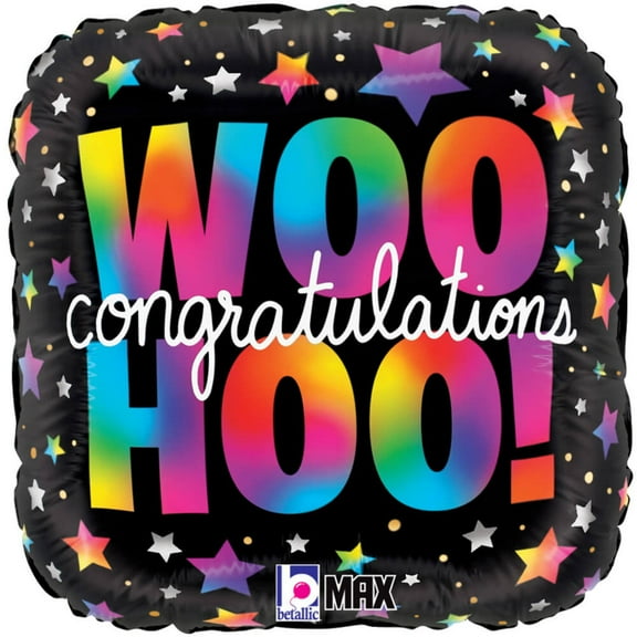 18 inch Woo Hoo! Congratulations Betallic Foil Mylar Balloon - Party Supplies Decorations