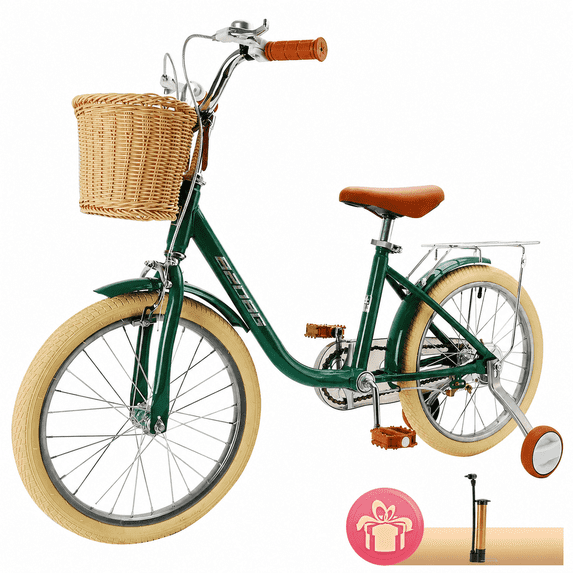 18 Inch Kids Bike with Removable Training Wheels, Adjustable Seat, Steel Frame & Dual Brake, Kids Bicycle for 6-10 Years Old Toddler Girls Boys