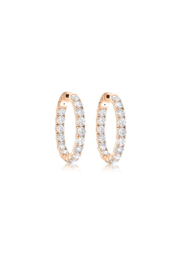 18 kt rose gold inside-out hoop earrings adorned with 9.50 cts tw of round diamonds (32 stones)