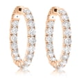 thumbnail image 1 of Diana M 18 Kt Rose Gold Inside-Out Oval Shape Hoop Earrings Adorned With 9.50 Cts Tw Of Round Diamonds (32 Stones), 1 of 1