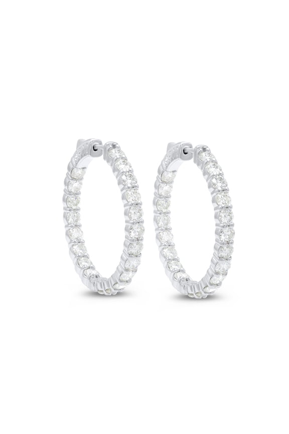 18 Kt White Gold Inside-Out Hoop Earrings Adorned With 5.00 Cts Tw Of Round Diamonds (40 Stones)
