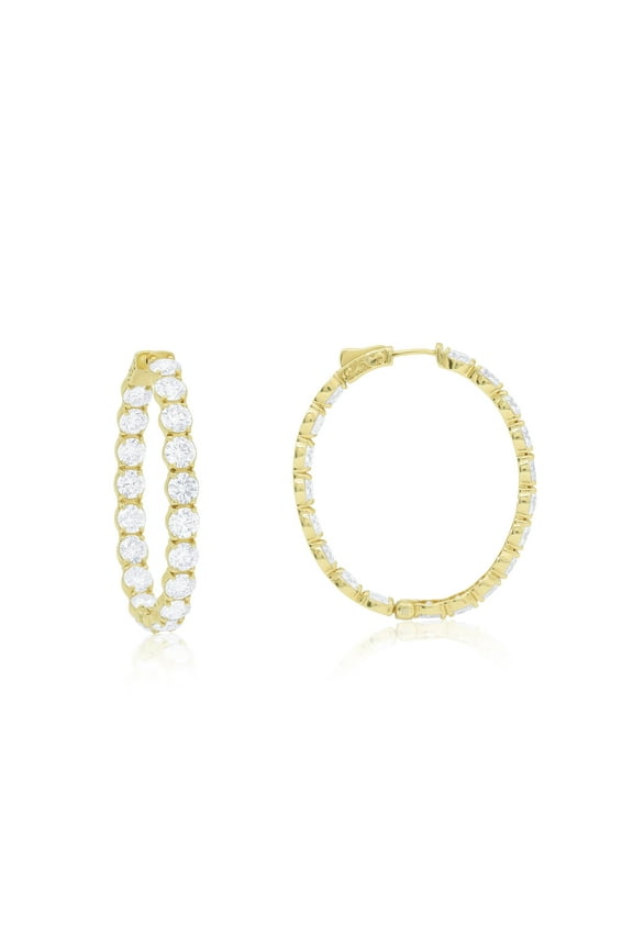 18 kt yellow gold inside-out hoop earrings adorned with 19.05 cts tw of round diamonds 36 stones)