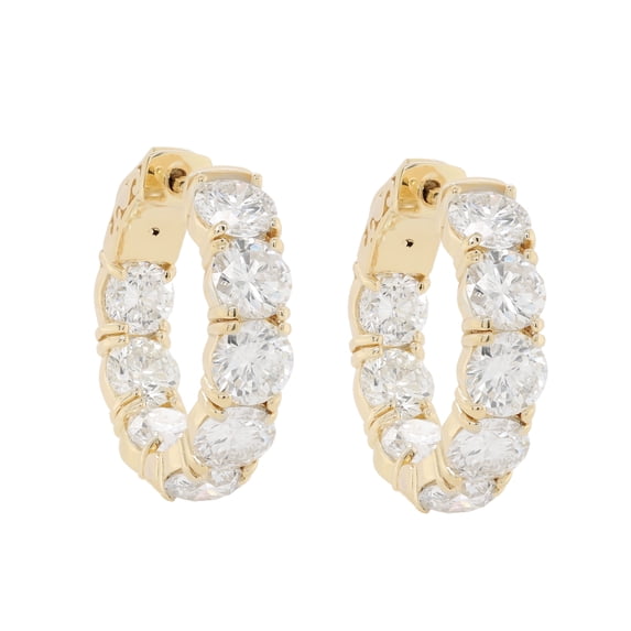Diana M 18 Kt Yellow Gold Inside-Out Hoop Earrings Adorned With 7.50 Cts Tw Of Diamonds (36 Stones)