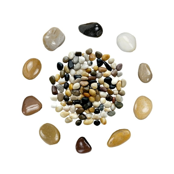 18 lb Polished Mixed Color River Rocks, 1.8-2.6 Inch Natural Decorative Pebbles for Garden Landscaping, Indoor Plants and DIY Crafts