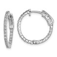 thumbnail image 1 of 18 mm Sterling Silver Rhodium-Plated CZ In & Out Hinged Hoop Earrings, Polished, 1 of 1