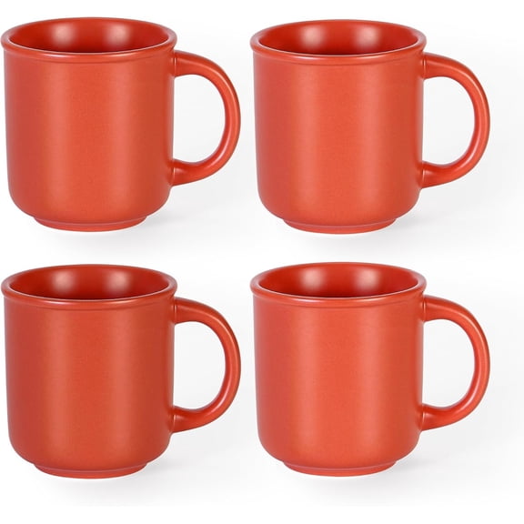 18 oz Coffee Mugs Set of 4, Modern Ceramic Coffee Cups Set with Handle, Large Coffee Mugs for , Latte, Milk, Cocoa, Rustic Matte , Microwave & Dishwasher Safe(Terracotta Blush)