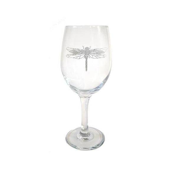 18 oz Dragonfly Engraved Wine Glass