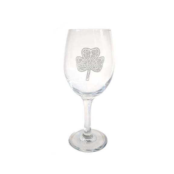 18 oz Four Leaf Clover Engraved Wine Glass