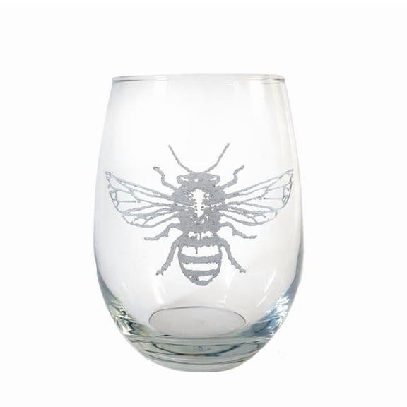 18 oz Honey Bee Engraved Stemless Wine Glass
