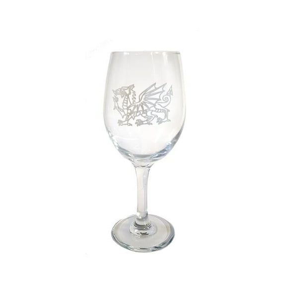 18 oz Welsh Dragon Engraved Wine Glass